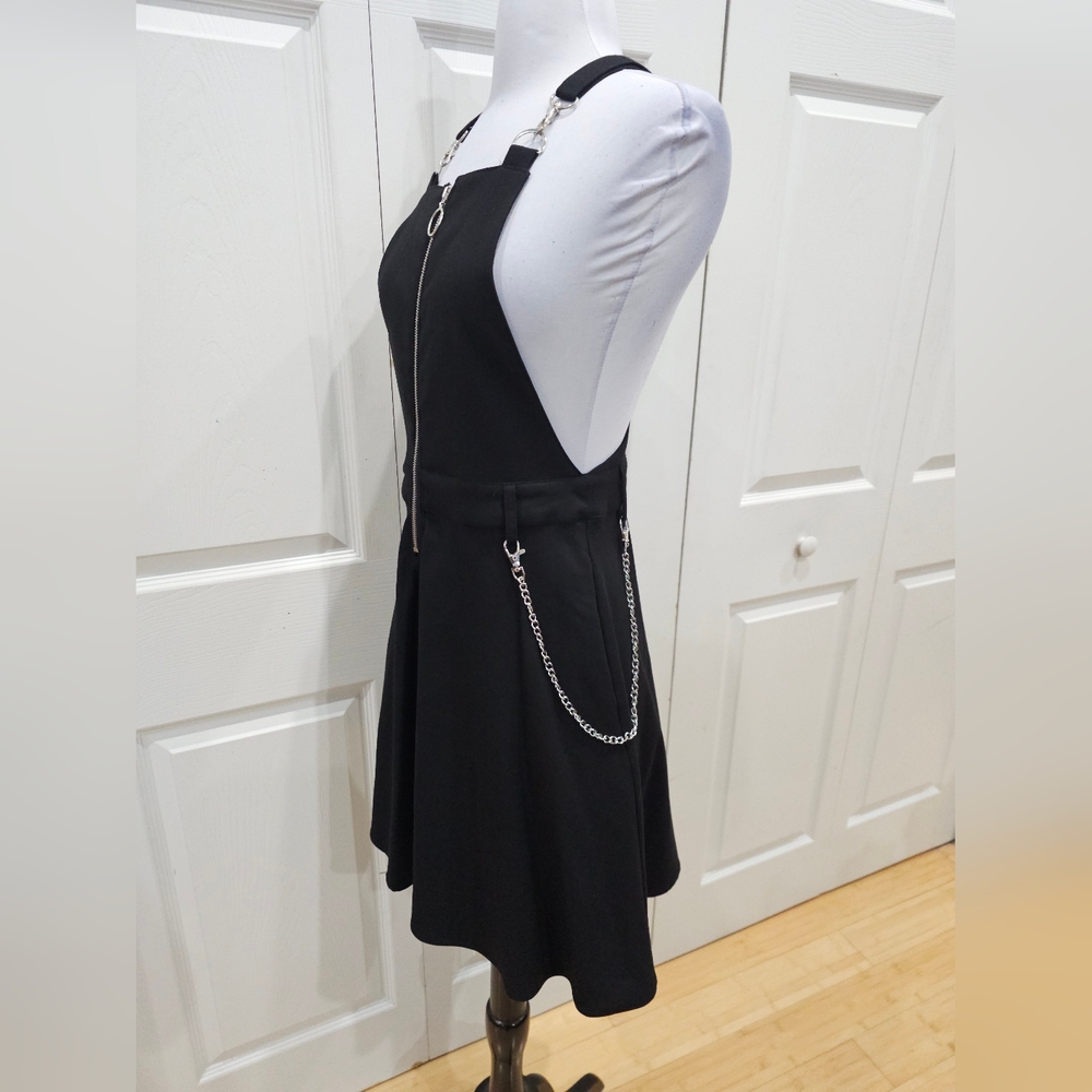 Hot Topic Punk Goth Black O-Ring Zipper & Chain Skirtall Skirt Overall Dress XS - Picture 11 of 16